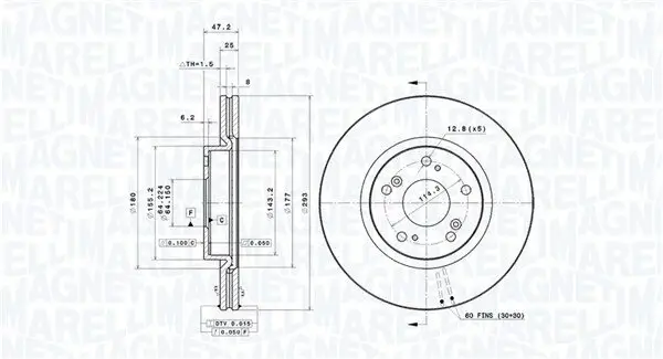 Bremsscheibe Vorderachse MAGNETI MARELLI 360406185301