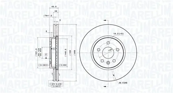 Bremsscheibe Vorderachse MAGNETI MARELLI 360406185601