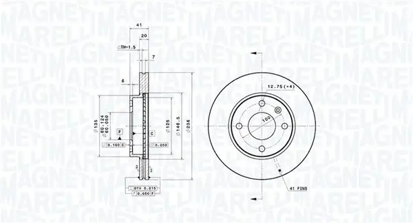 Bremsscheibe Vorderachse MAGNETI MARELLI 360406185801