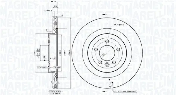Bremsscheibe MAGNETI MARELLI 360406186101