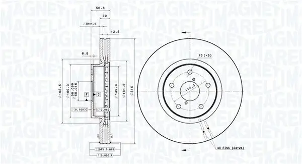 Bremsscheibe Vorderachse MAGNETI MARELLI 360406186401