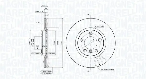 Bremsscheibe Vorderachse MAGNETI MARELLI 360406188101