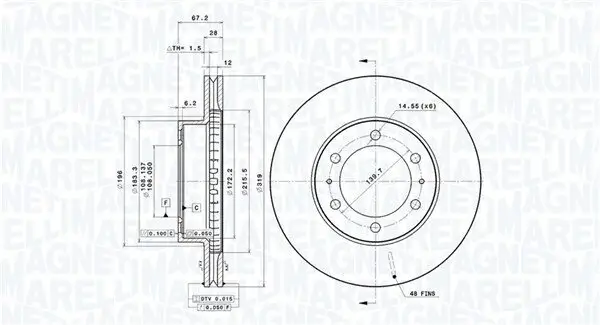 Bremsscheibe Vorderachse MAGNETI MARELLI 360406188801