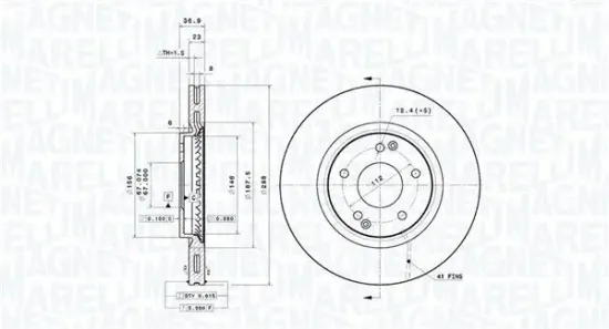 Bremsscheibe Vorderachse MAGNETI MARELLI 360406189501 Bild Bremsscheibe Vorderachse MAGNETI MARELLI 360406189501