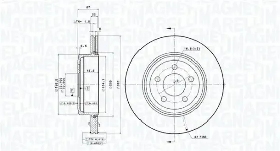 Bremsscheibe Hinterachse MAGNETI MARELLI 360406189801 Bild Bremsscheibe Hinterachse MAGNETI MARELLI 360406189801