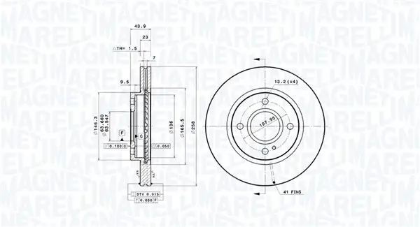 Bremsscheibe Vorderachse MAGNETI MARELLI 360406210901
