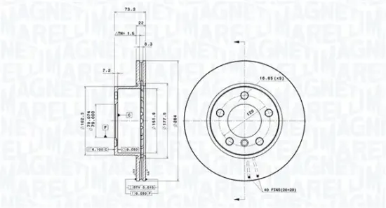 Bremsscheibe Vorderachse MAGNETI MARELLI 360406211101 Bild Bremsscheibe Vorderachse MAGNETI MARELLI 360406211101