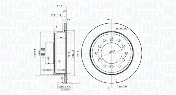 Bremsscheibe Hinterachse MAGNETI MARELLI 360406213401