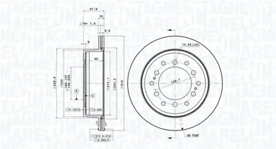 Bremsscheibe Hinterachse MAGNETI MARELLI 360406213401 Bild Bremsscheibe Hinterachse MAGNETI MARELLI 360406213401