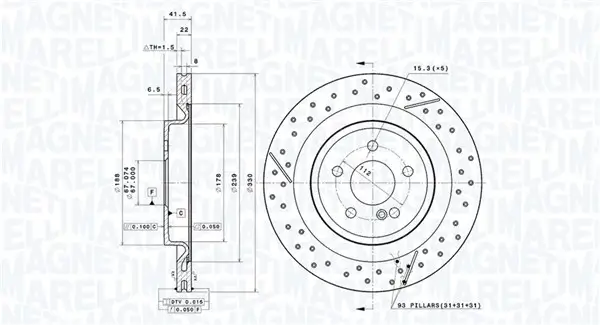 Bremsscheibe Hinterachse MAGNETI MARELLI 360406214401