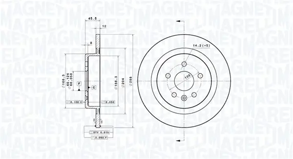Bremsscheibe Hinterachse MAGNETI MARELLI 360406214801