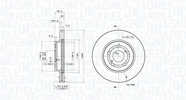 Bremsscheibe Vorderachse MAGNETI MARELLI 360406218001