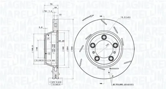 Bremsscheibe Hinterachse MAGNETI MARELLI 360406218301 Bild Bremsscheibe Hinterachse MAGNETI MARELLI 360406218301