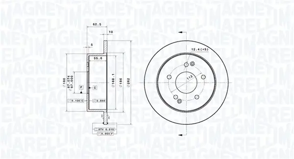 Bremsscheibe Hinterachse MAGNETI MARELLI 360406219401