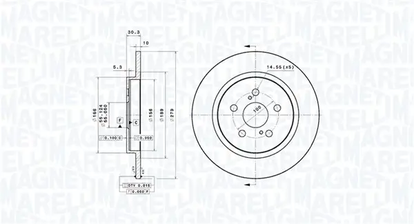 Bremsscheibe Hinterachse MAGNETI MARELLI 360406219601