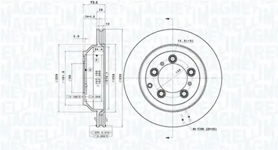 Bremsscheibe Hinterachse MAGNETI MARELLI 360406220401 Bild Bremsscheibe Hinterachse MAGNETI MARELLI 360406220401