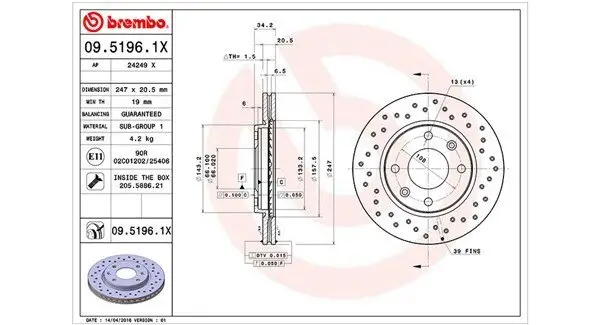 Bremsscheibe Vorderachse MAGNETI MARELLI 360406040502