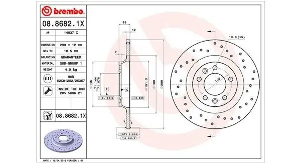 Bremsscheibe Hinterachse MAGNETI MARELLI 360406041502