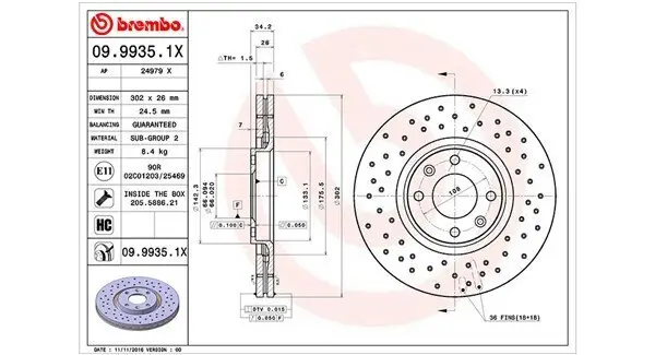 Bremsscheibe MAGNETI MARELLI 360406139002