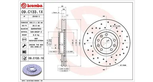 Bremsscheibe Vorderachse MAGNETI MARELLI 360406176802