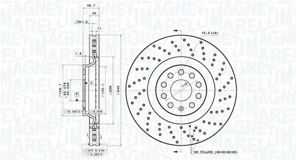 Bremsscheibe MAGNETI MARELLI 360406185402