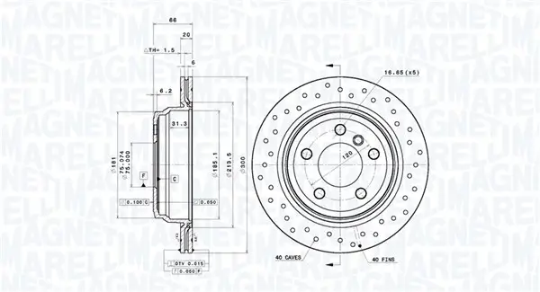 Bremsscheibe Hinterachse MAGNETI MARELLI 360406215102