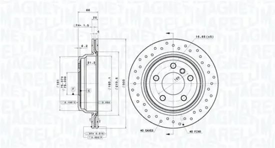 Bremsscheibe Hinterachse MAGNETI MARELLI 360406215102 Bild Bremsscheibe Hinterachse MAGNETI MARELLI 360406215102