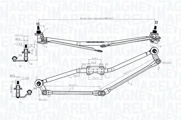 Wischergestänge 12 V vorne MAGNETI MARELLI 085570170010