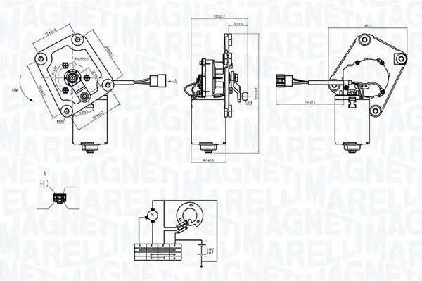 Wischermotor 12 V vorne MAGNETI MARELLI 064374900010