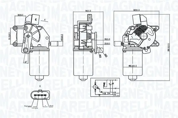 Wischermotor 12 V vorne MAGNETI MARELLI 064376600010