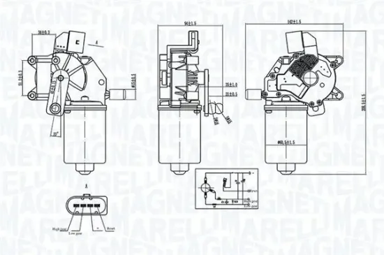 Wischermotor 12 V vorne MAGNETI MARELLI 064376600010 Bild Wischermotor 12 V vorne MAGNETI MARELLI 064376600010