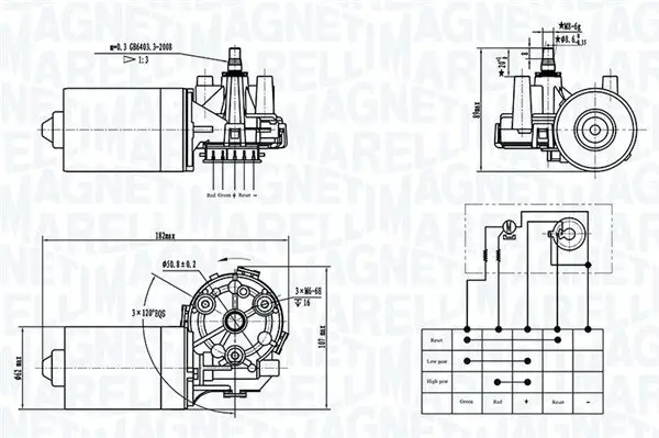 Wischermotor 12 V vorne MAGNETI MARELLI 064376800010
