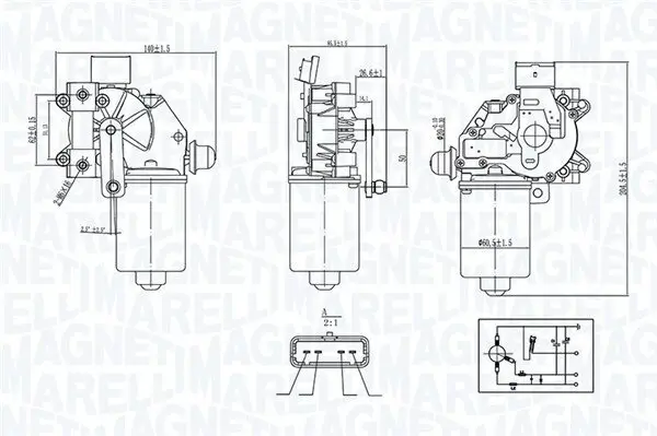 Wischermotor 12 V MAGNETI MARELLI 064377400010