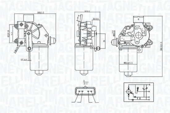 Wischermotor 12 V MAGNETI MARELLI 064377400010 Bild Wischermotor 12 V MAGNETI MARELLI 064377400010