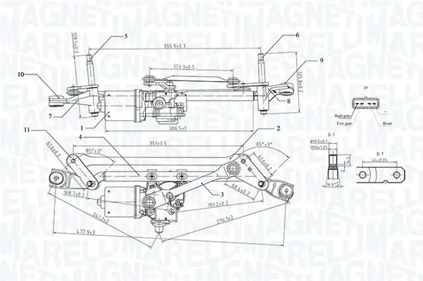 Scheibenreinigungsanlage 12 V vorne MAGNETI MARELLI 064351736010