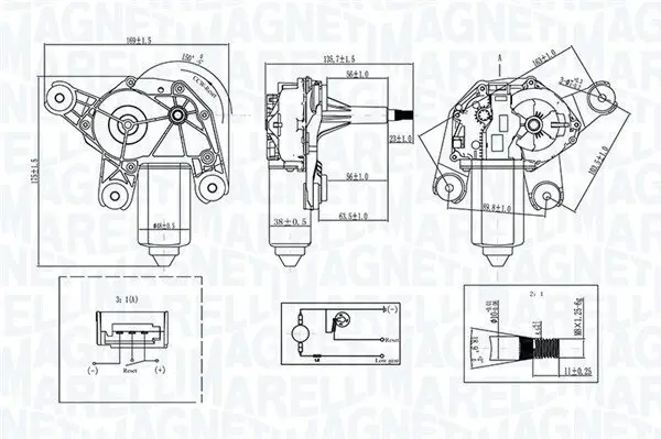 Wischermotor 12 V hinten MAGNETI MARELLI 064071100010