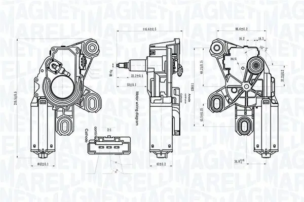 Wischermotor 12 V hinten MAGNETI MARELLI 064071700010