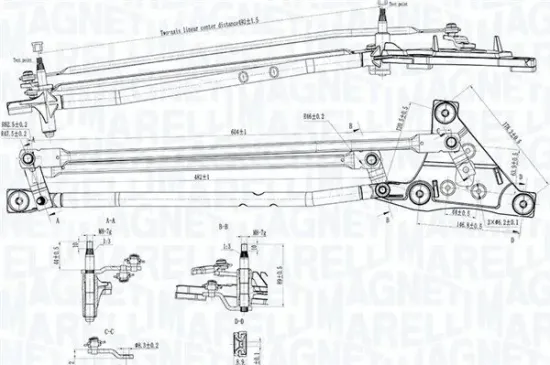 Wischergestänge 12 V vorne MAGNETI MARELLI 085570738010 Bild Wischergestänge 12 V vorne MAGNETI MARELLI 085570738010
