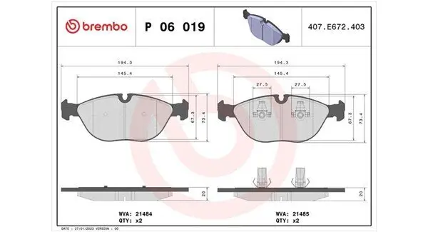 Bremsbelagsatz, Scheibenbremse Vorderachse MAGNETI MARELLI 363700406019