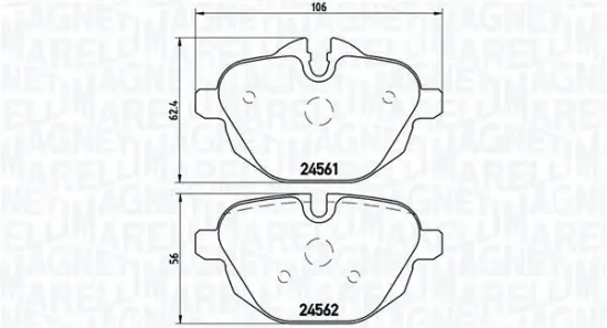 Bremsbelagsatz, Scheibenbremse Hinterachse MAGNETI MARELLI 363700406064 Bild Bremsbelagsatz, Scheibenbremse Hinterachse MAGNETI MARELLI 363700406064