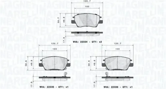 Bremsbelagsatz, Scheibenbremse Vorderachse MAGNETI MARELLI 363700410073 Bild Bremsbelagsatz, Scheibenbremse Vorderachse MAGNETI MARELLI 363700410073