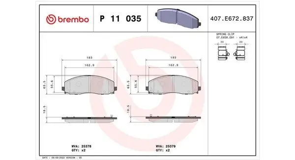 Bremsbelagsatz, Scheibenbremse Vorderachse MAGNETI MARELLI 363700411035