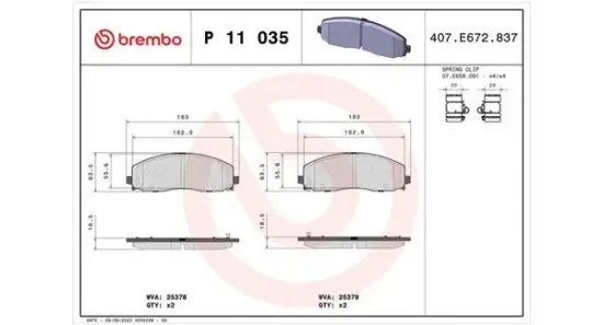 Bremsbelagsatz, Scheibenbremse Vorderachse MAGNETI MARELLI 363700411035 Bild Bremsbelagsatz, Scheibenbremse Vorderachse MAGNETI MARELLI 363700411035