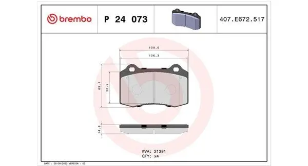 Bremsbelagsatz, Scheibenbremse MAGNETI MARELLI 363700424073