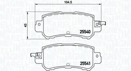 Bremsbelagsatz, Scheibenbremse Hinterachse MAGNETI MARELLI 363700449047 Bild Bremsbelagsatz, Scheibenbremse Hinterachse MAGNETI MARELLI 363700449047