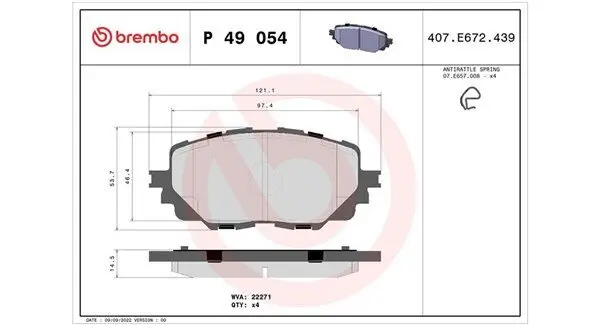 Bremsbelagsatz, Scheibenbremse Vorderachse MAGNETI MARELLI 363700449054