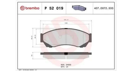 Bremsbelagsatz, Scheibenbremse Vorderachse MAGNETI MARELLI 363700452019 Bild Bremsbelagsatz, Scheibenbremse Vorderachse MAGNETI MARELLI 363700452019