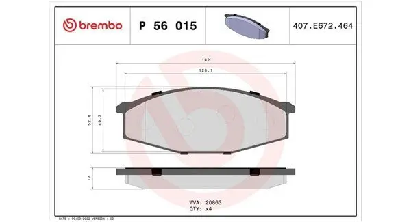 Bremsbelagsatz, Scheibenbremse Vorderachse MAGNETI MARELLI 363700456015