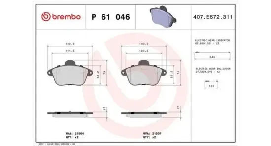 Bremsbelagsatz, Scheibenbremse MAGNETI MARELLI 363700461046 Bild Bremsbelagsatz, Scheibenbremse MAGNETI MARELLI 363700461046