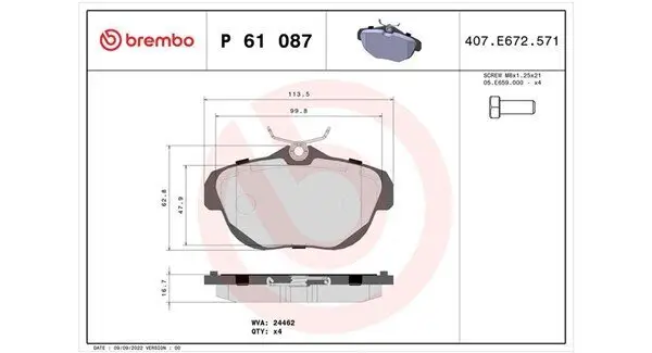 Bremsbelagsatz, Scheibenbremse Hinterachse MAGNETI MARELLI 363700461087